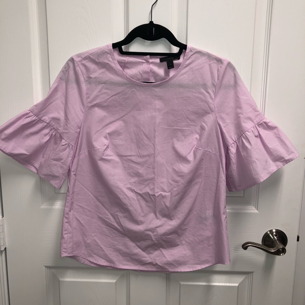 J Crew Pink Flutter Sleeve Button Back Top Size 2